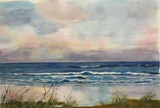 Brooms Head 1. Watercolour by Jan and Merryl Parker.